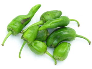 Pimientos de Padrón con maíz y cebolla