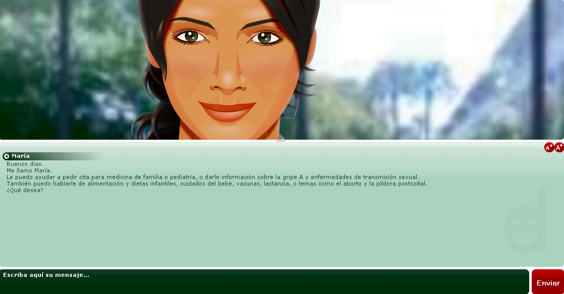 Portal de Salud con doctora virtual