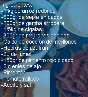 ingredientes paella marisco